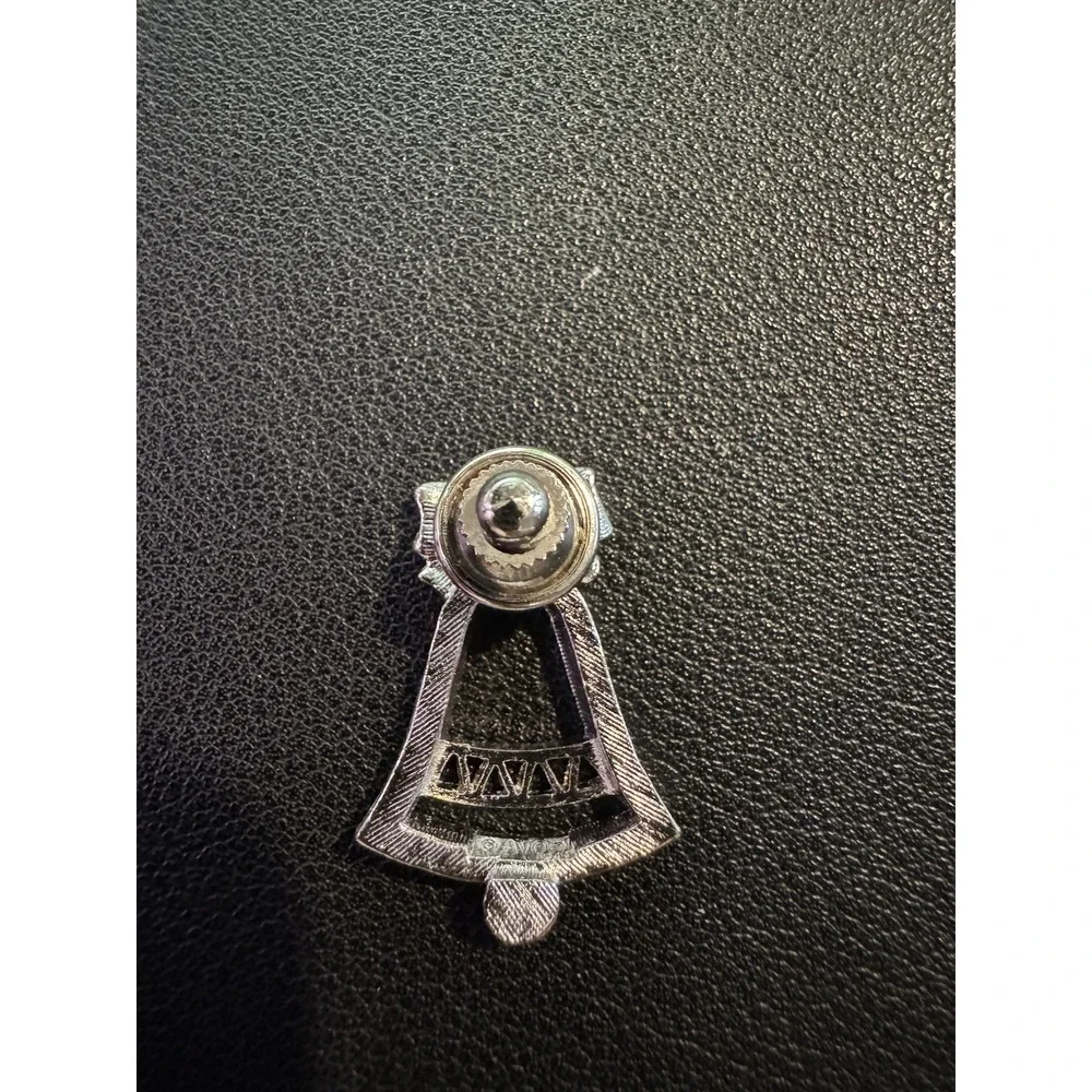 Vintage Avon Festive Bell Lapel Tack Pin 1981 Silver‎ Tone 1